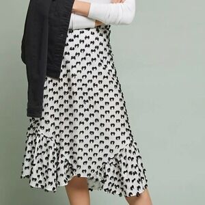 Eva Franco Ruffle Skirt 3D Eyelash Pom Pom High Low White Black Romantic Boho 6